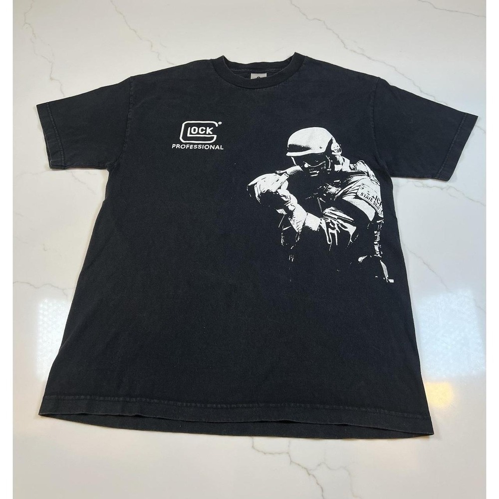 Glock Professional T-Shirt Mens Large Black Tactical SWAT Graphic AAA Tag